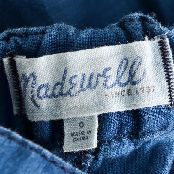 Madewell Crossback Linen Indigo Jean Jumpsuit 0 - Picture 7 of 8